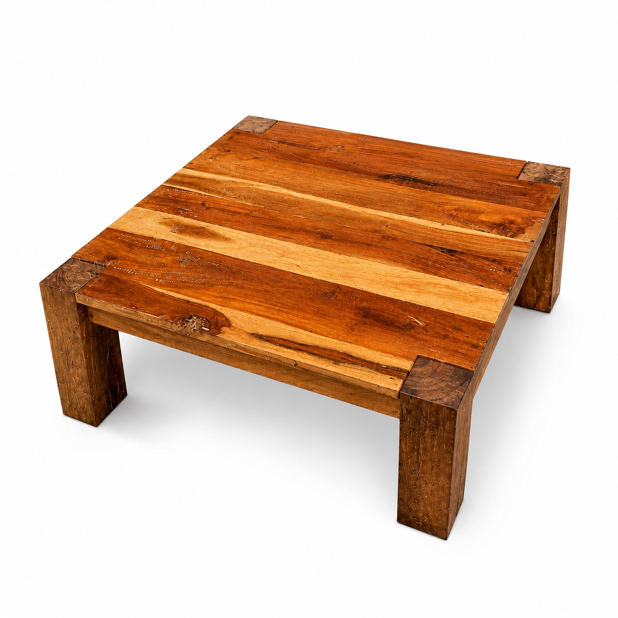 Table basse carrée en bois de rose massif