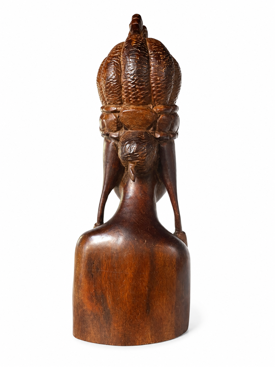 Buste féminin sculpté en acajou – 15 po