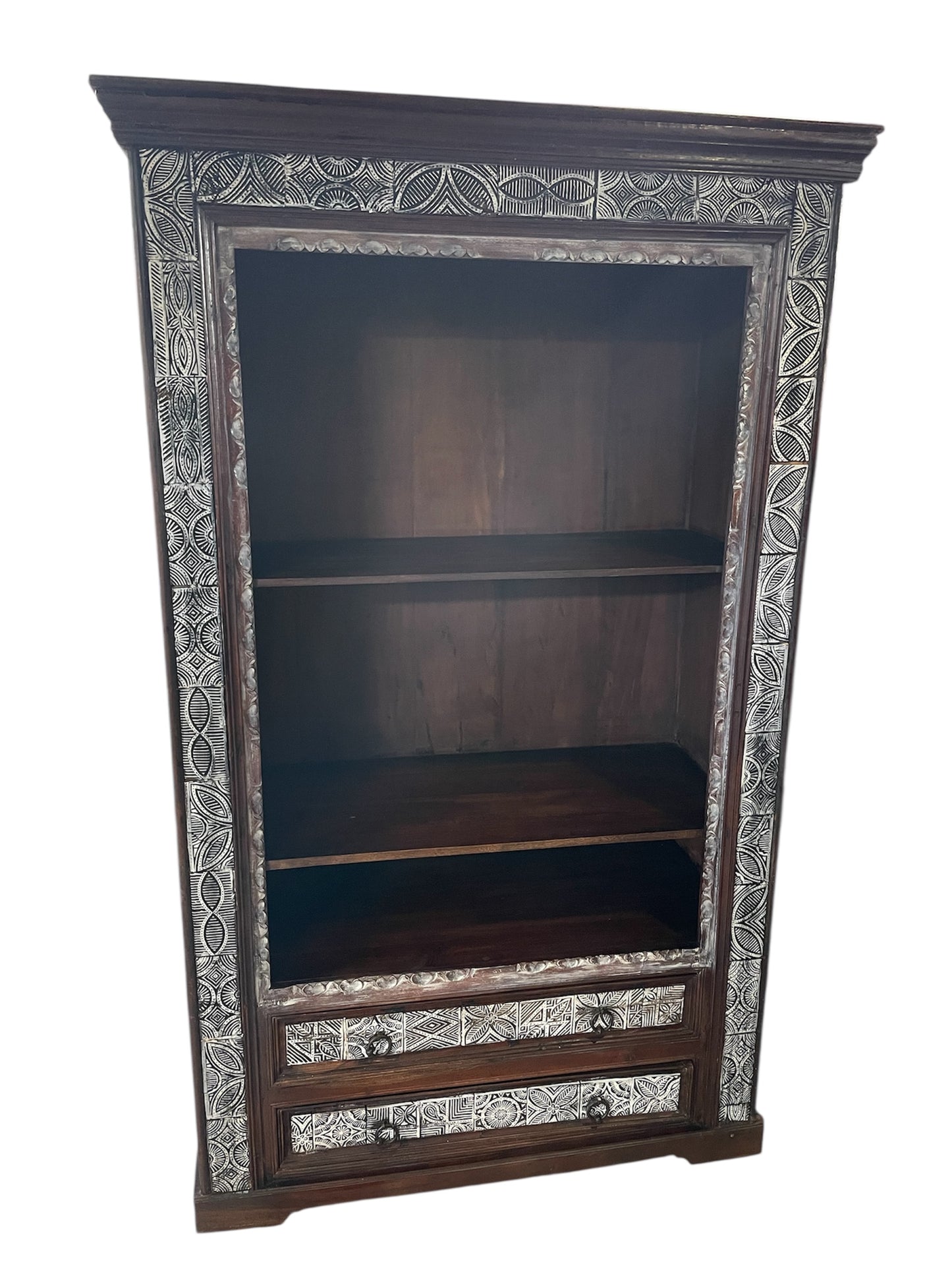 Meuble bar / bibliothèque en bois d’acacia massif — Inde