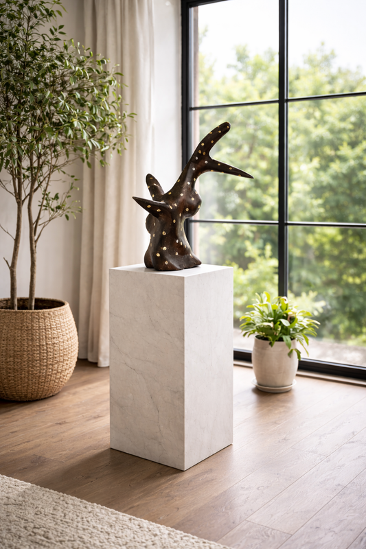 Sculpture abstraite en thuya