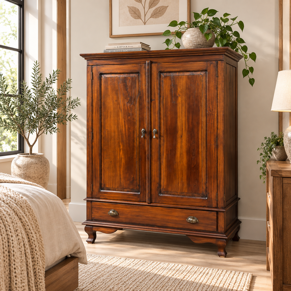 Armoire de rangement en bois d’acacia massif