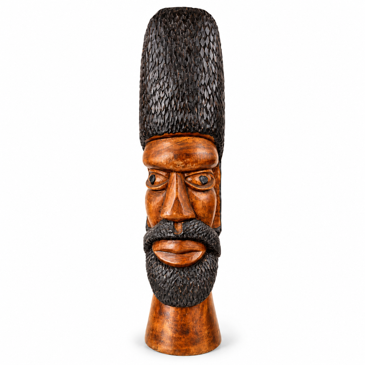 Sculpture africaine en bois sculpté – Visage masculin – Côte D'Ivoire