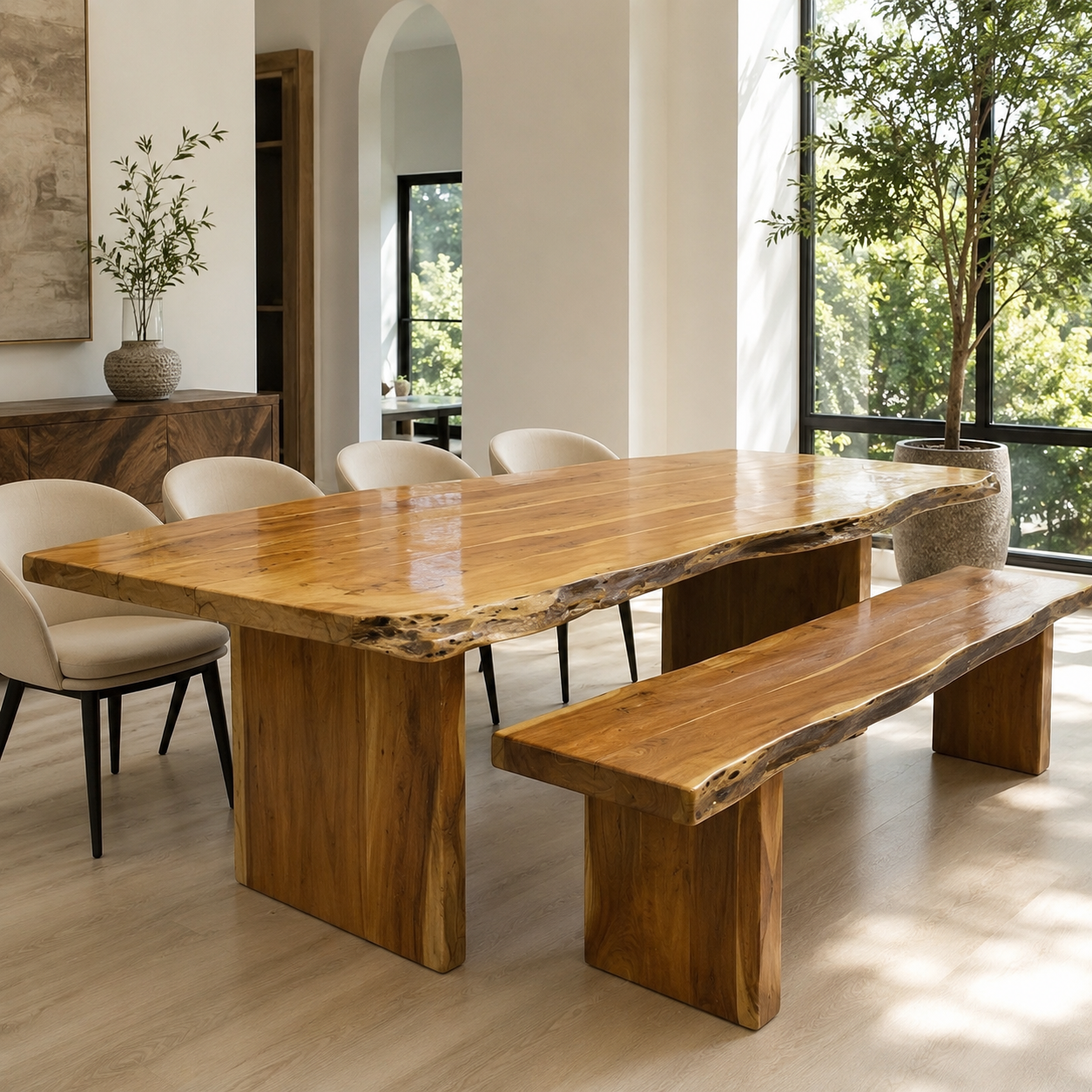 Table à manger en bois de rose massif – 7 pi