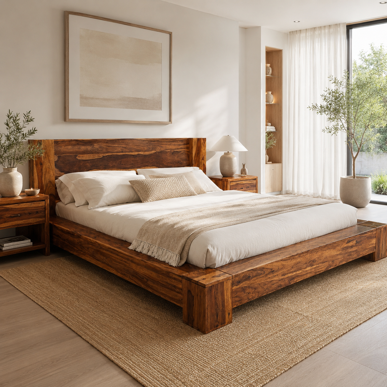 Lit en bois de rose massif