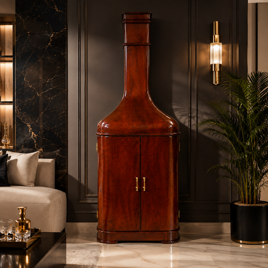 Meuble bar bouteille géante en bois de rose massif – Indonésie