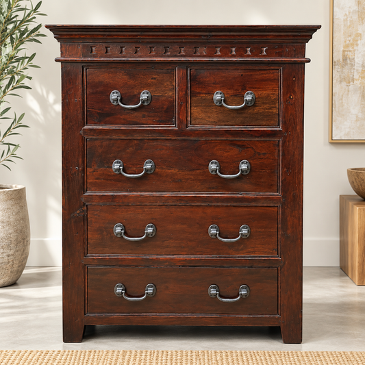 Commode 5 tiroirs bois de rose