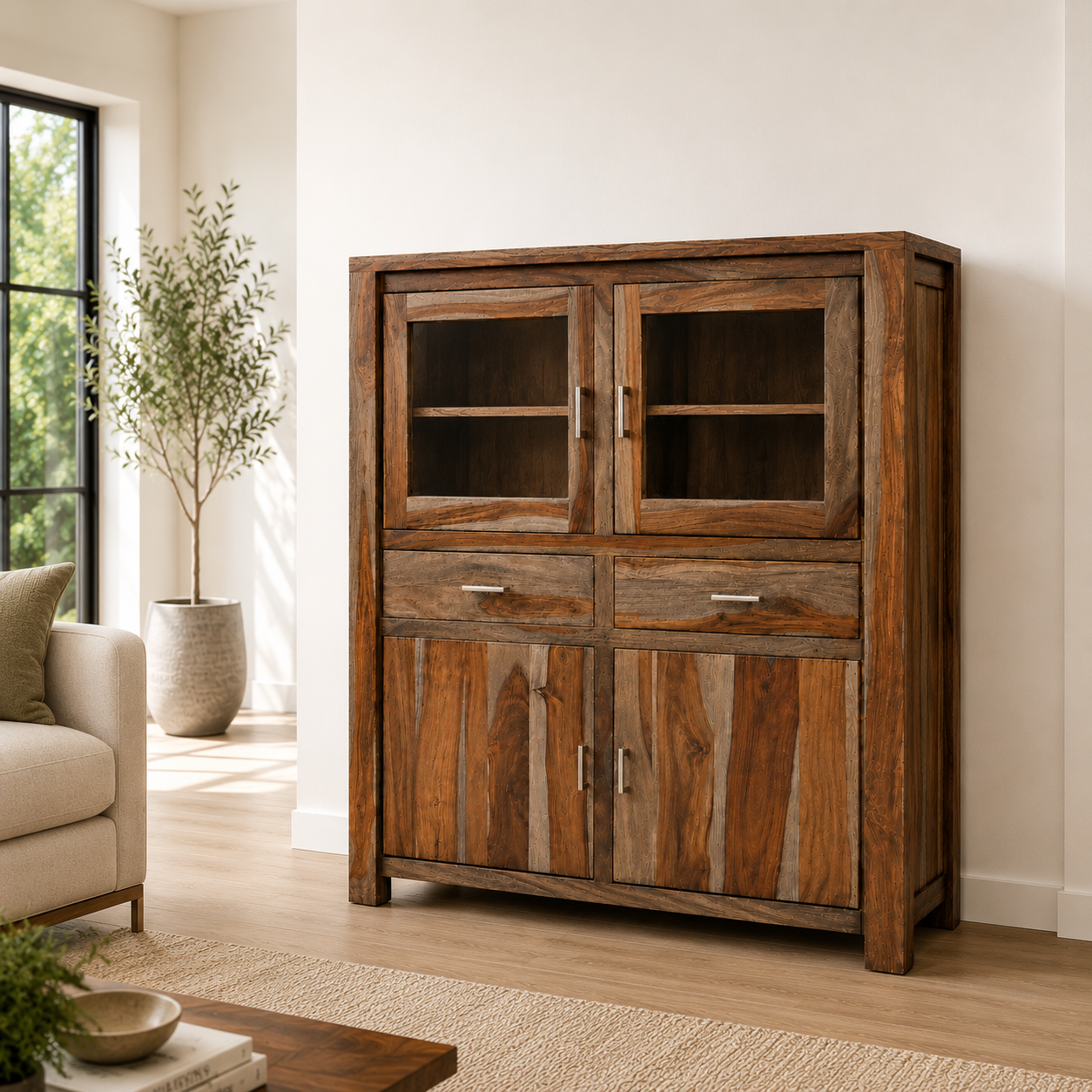 Buffet-Vaisselier en Bois de rose Massif