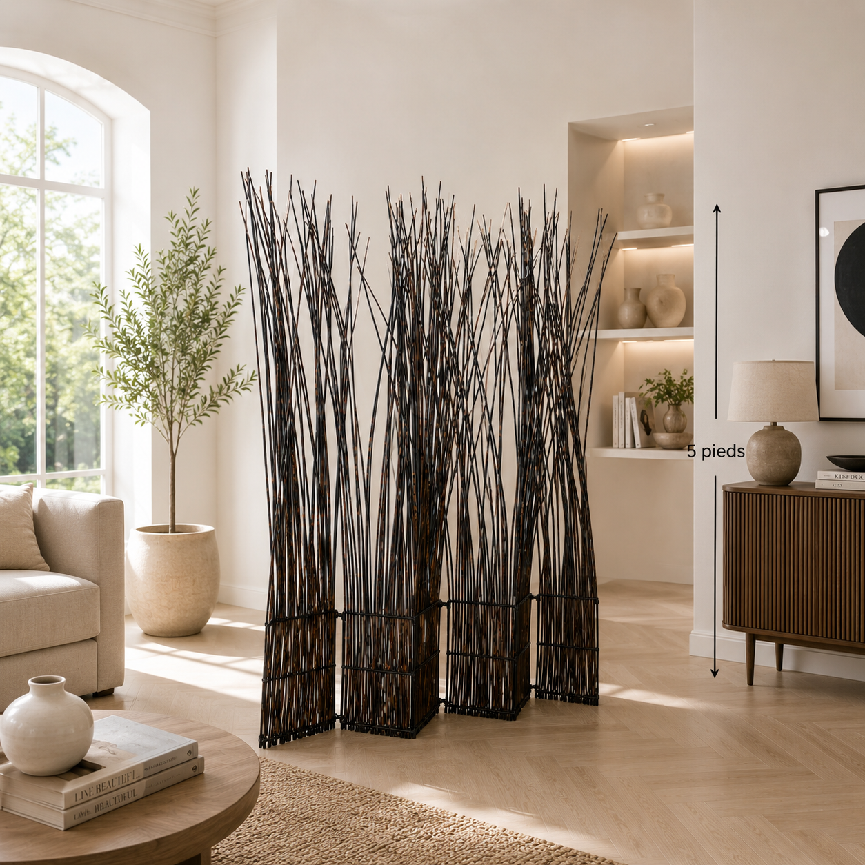 Paravent décoratif en branches naturelles