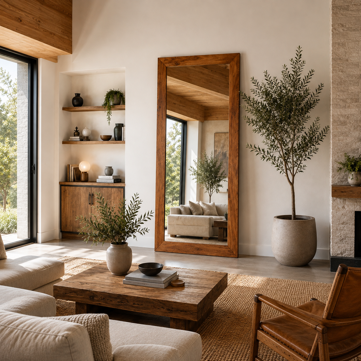 Miroir en bois de rose massif – Élégance naturelle et intemporelle