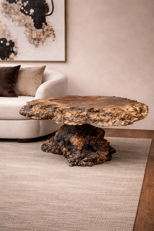 Table d’appoint sculpturale en Buckeye Burl — Pièce unique