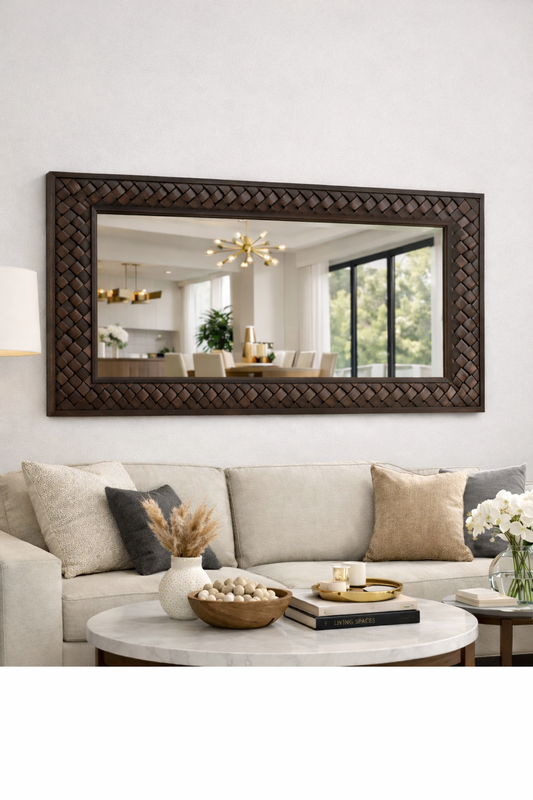 Miroir teck sculpté