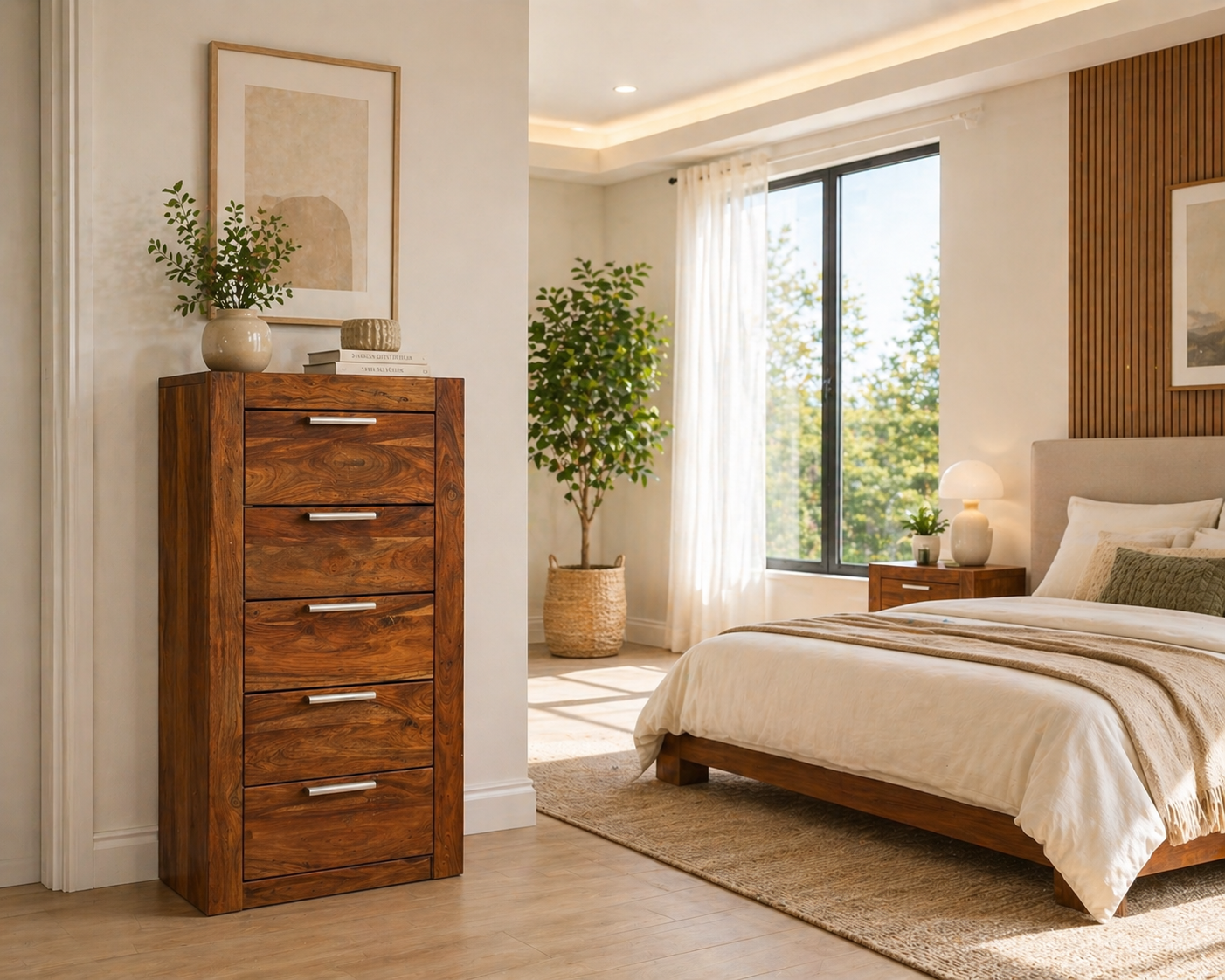 Commode 6 tiroirs en bois de rose massif – Inde