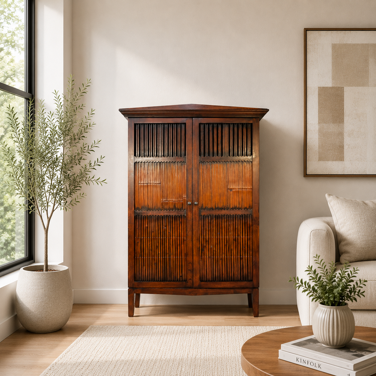 Armoire en teck et bambou