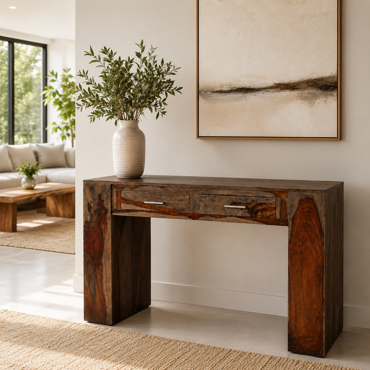 Console/secrétaire en bois de rose massif