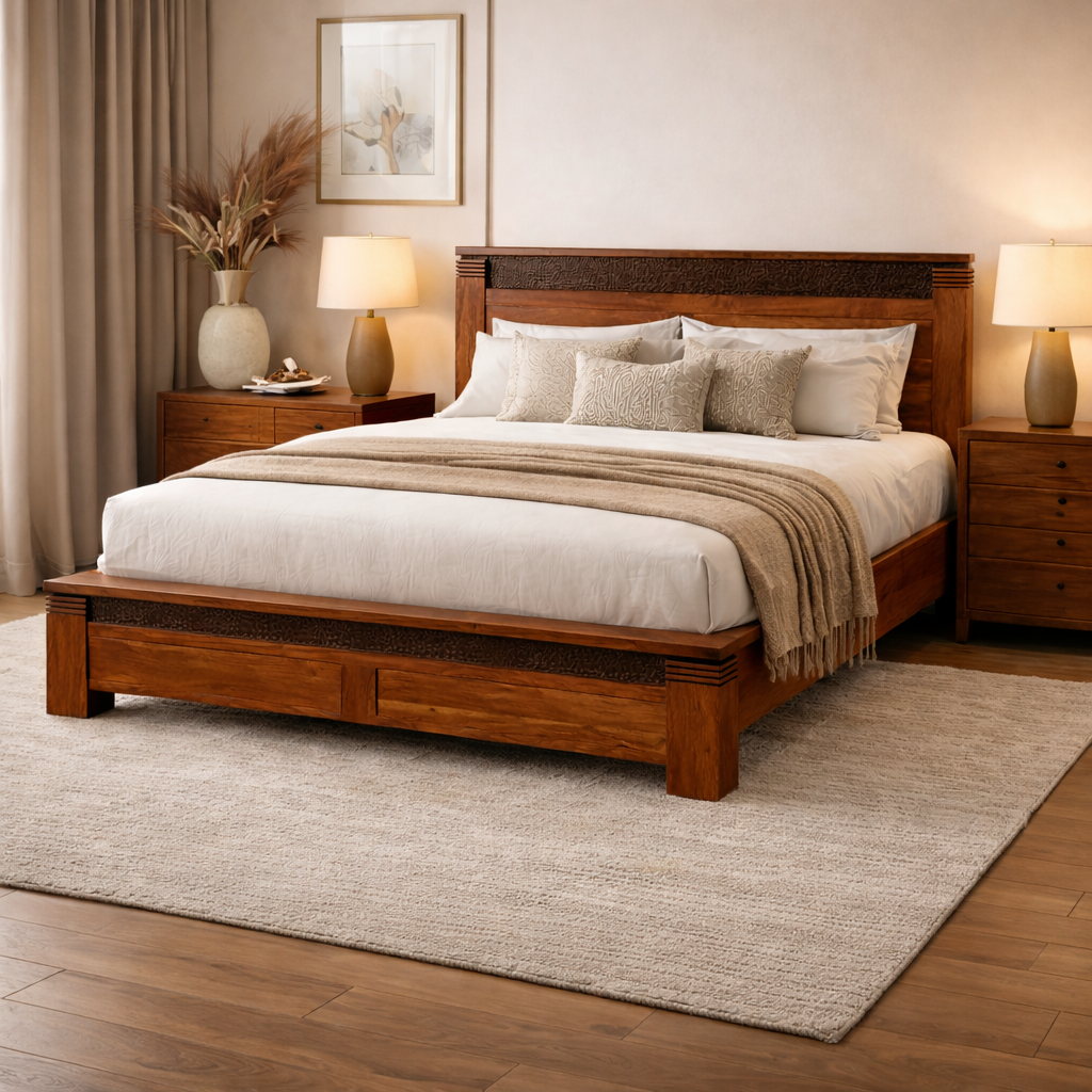 Lit en bois de rose massif – Inde