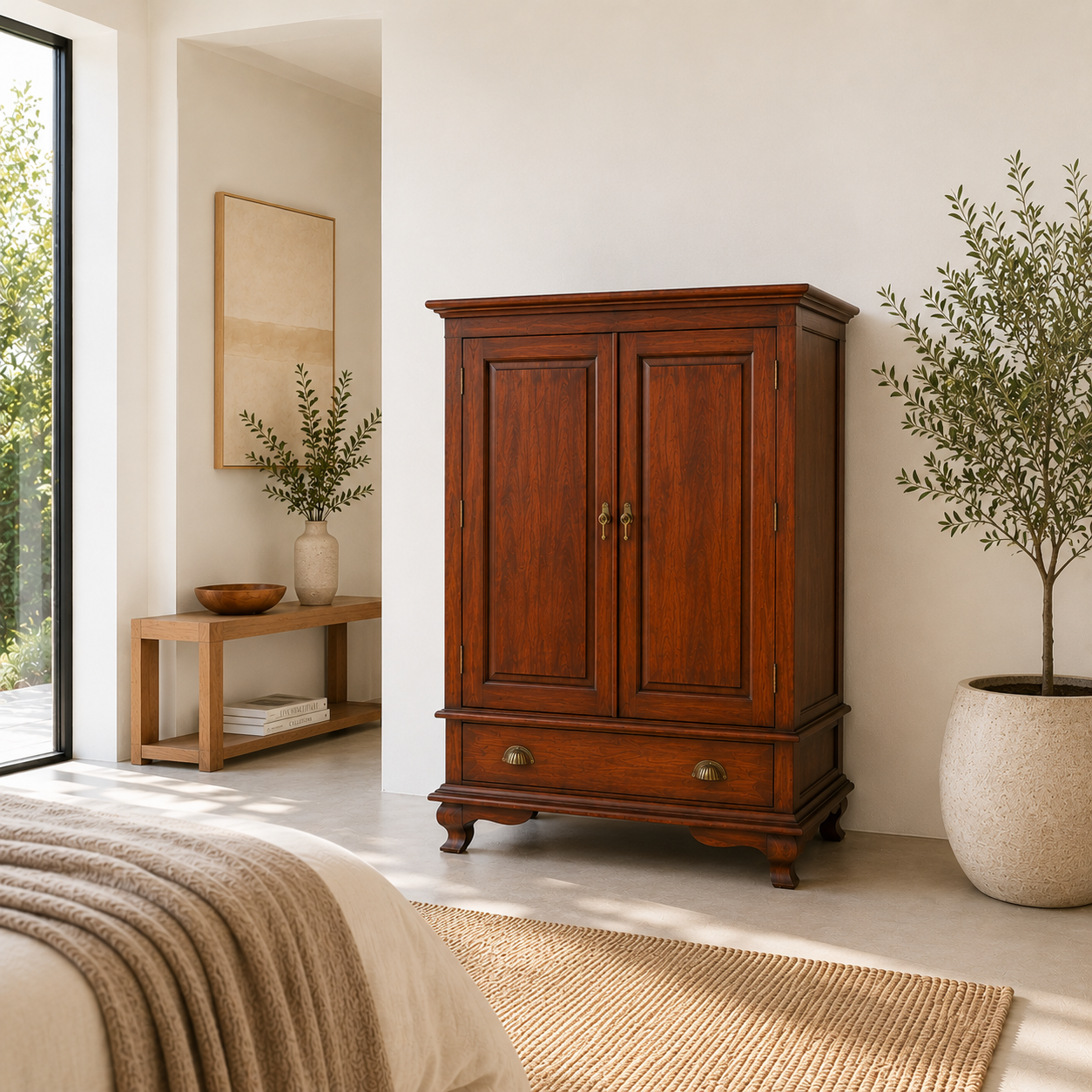 Armoire de rangement en bois d’acacia massif