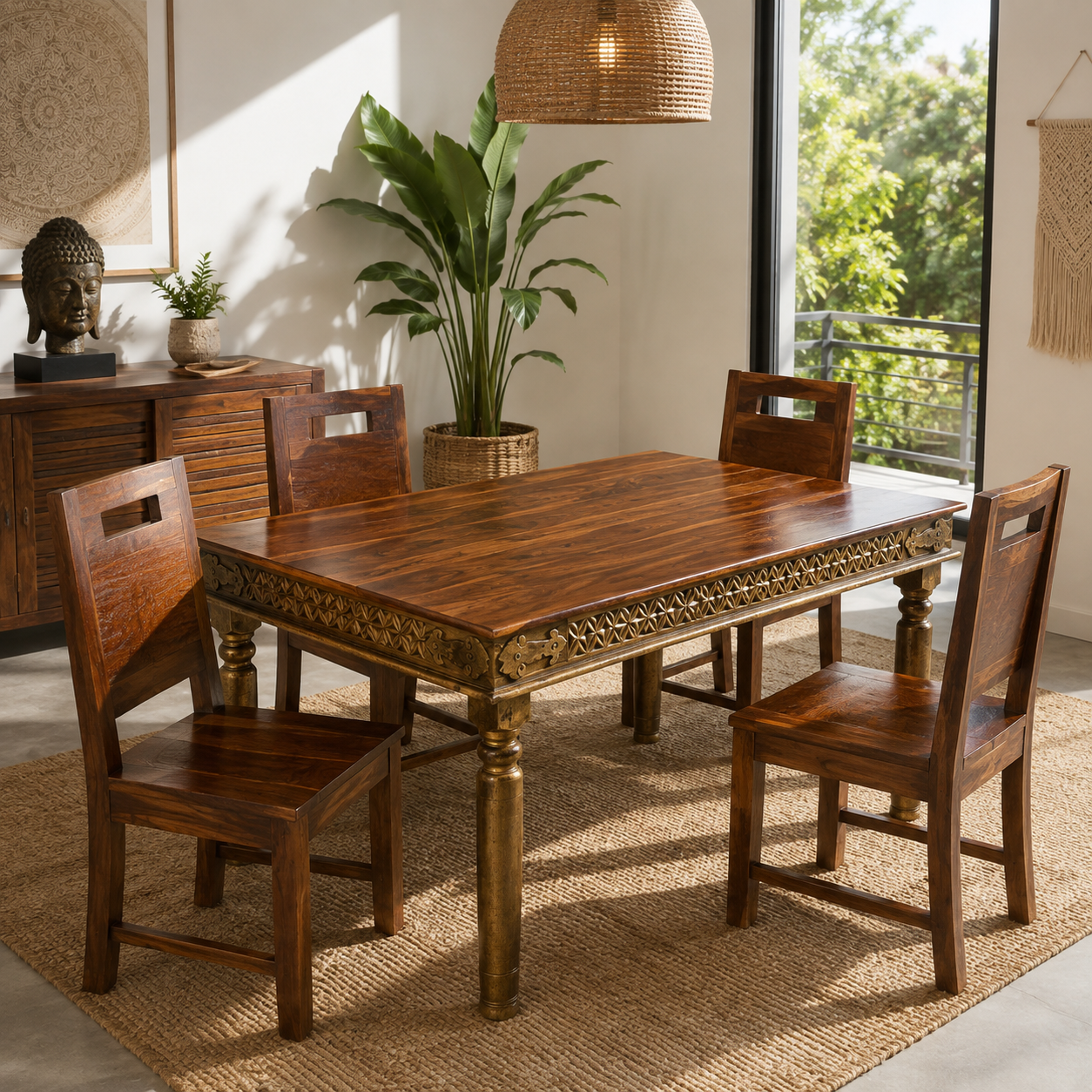 Table à manger en bois de rose massif