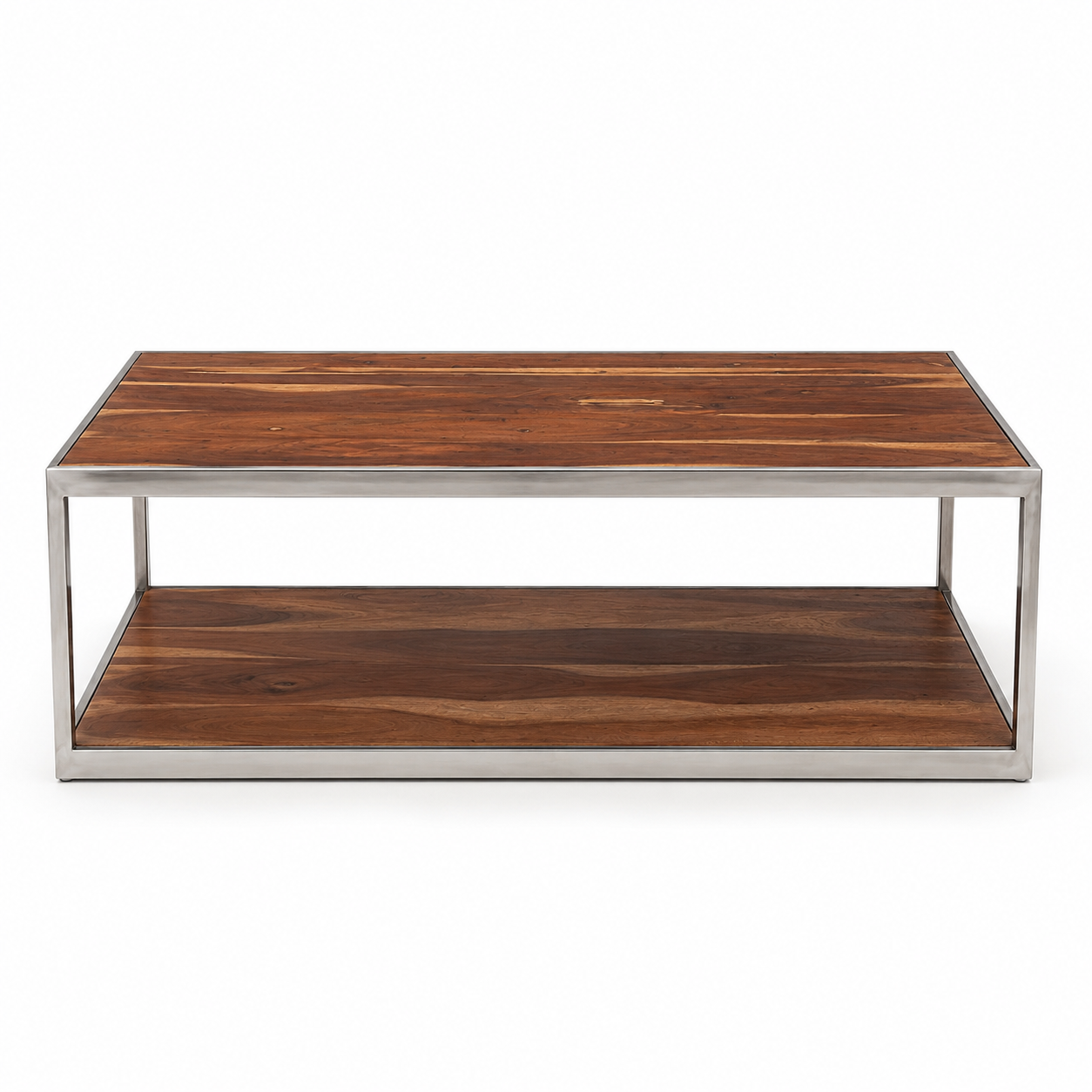 Table basse en bois de rose et métal chromé