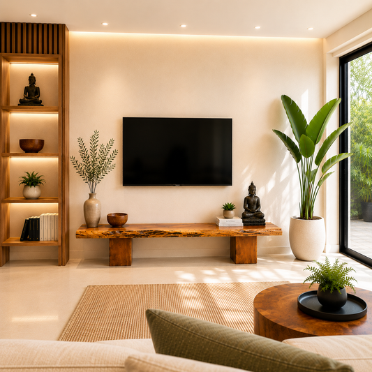 Meuble TV en bois de rose massif – Live Edge