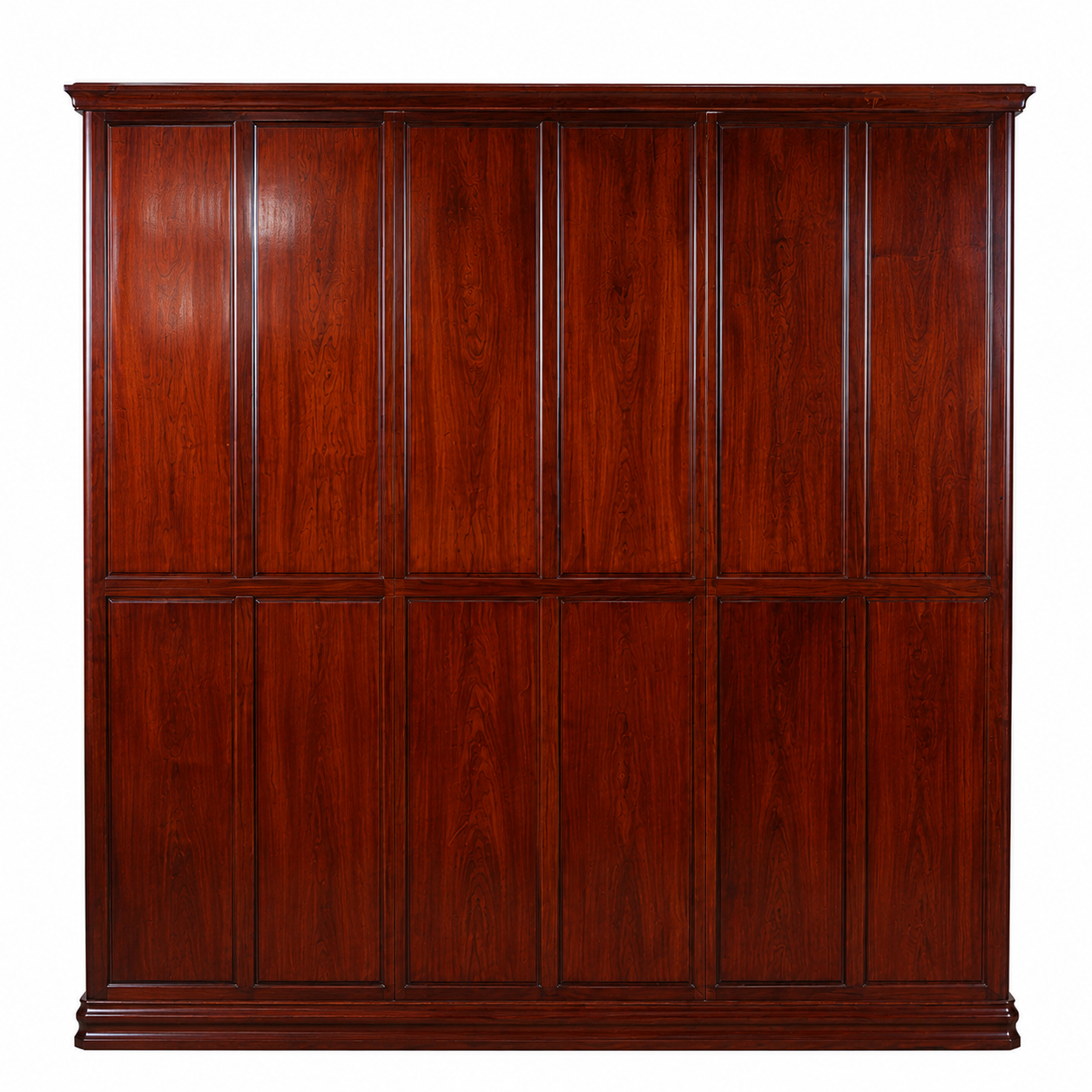 Grande armoire en bois d'acacia massif – 3 compartiments avec penderies et tiroirs