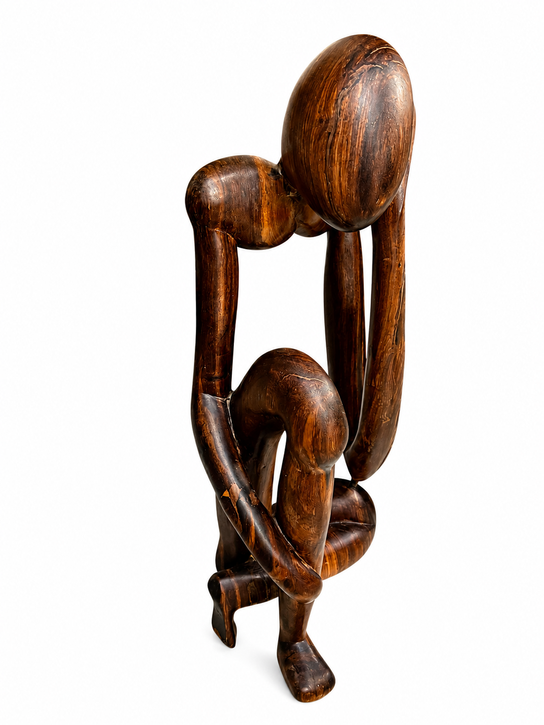 Le Penseur – Sculpture artisanale en bois de rose du Mali