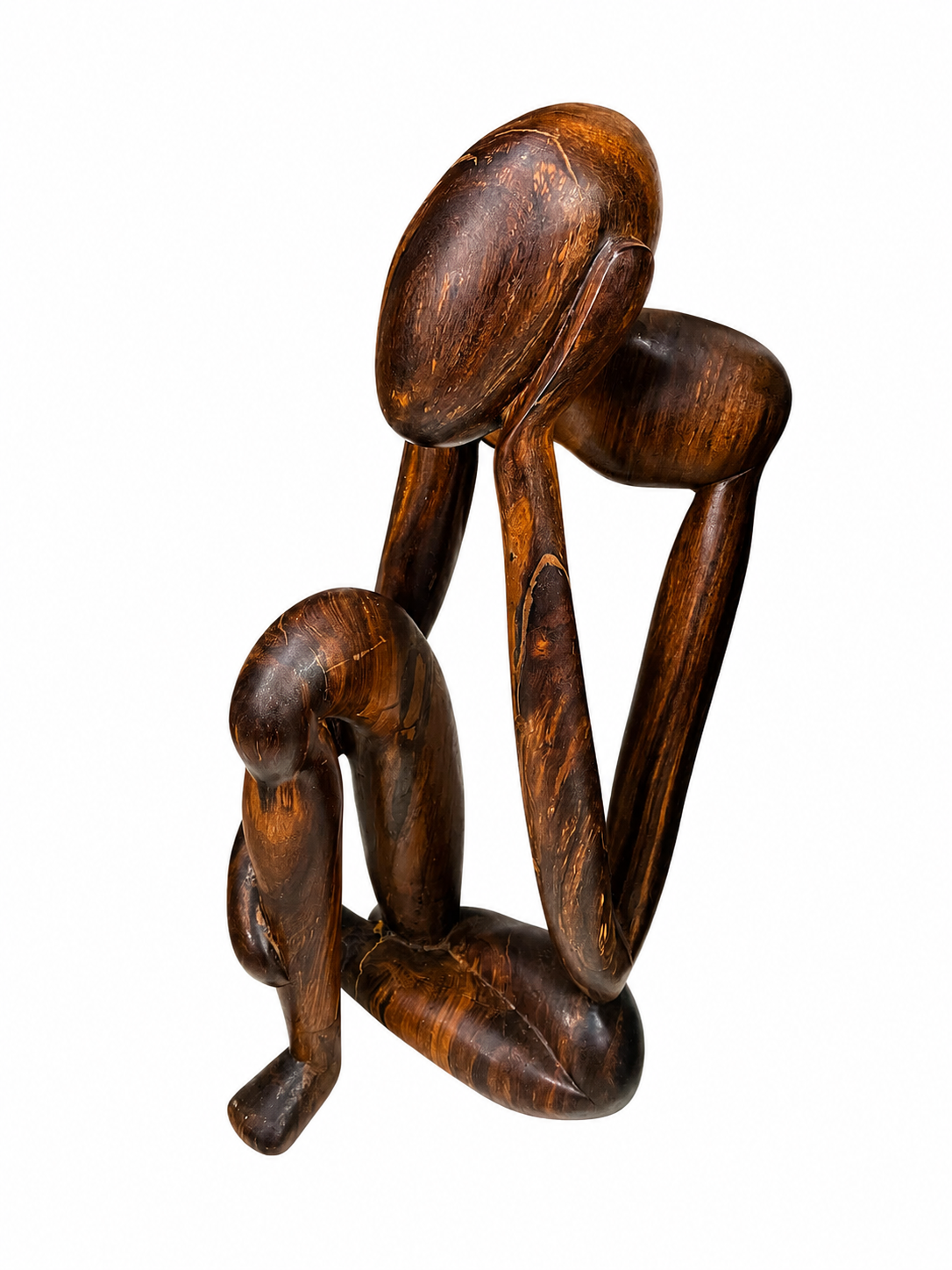 Le Penseur – Sculpture artisanale en bois de rose du Mali