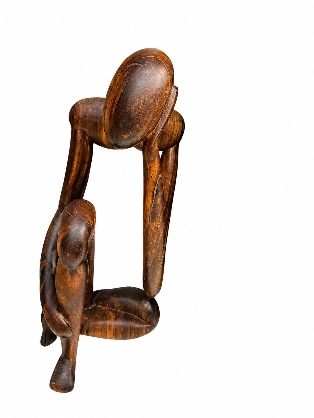Le Penseur – Sculpture artisanale en bois de rose du Mali