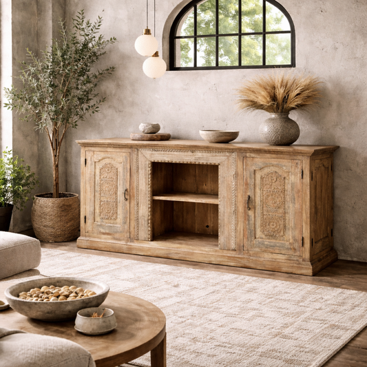 Buffet en teck massif sculpté – Inde