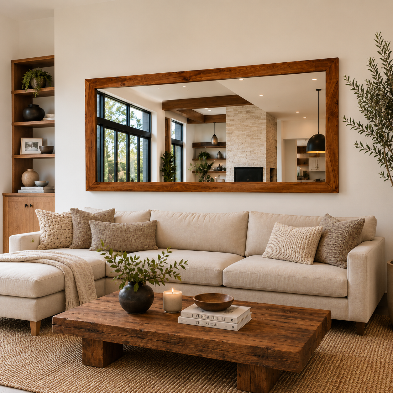 Miroir en bois de rose massif – Élégance naturelle et intemporelle