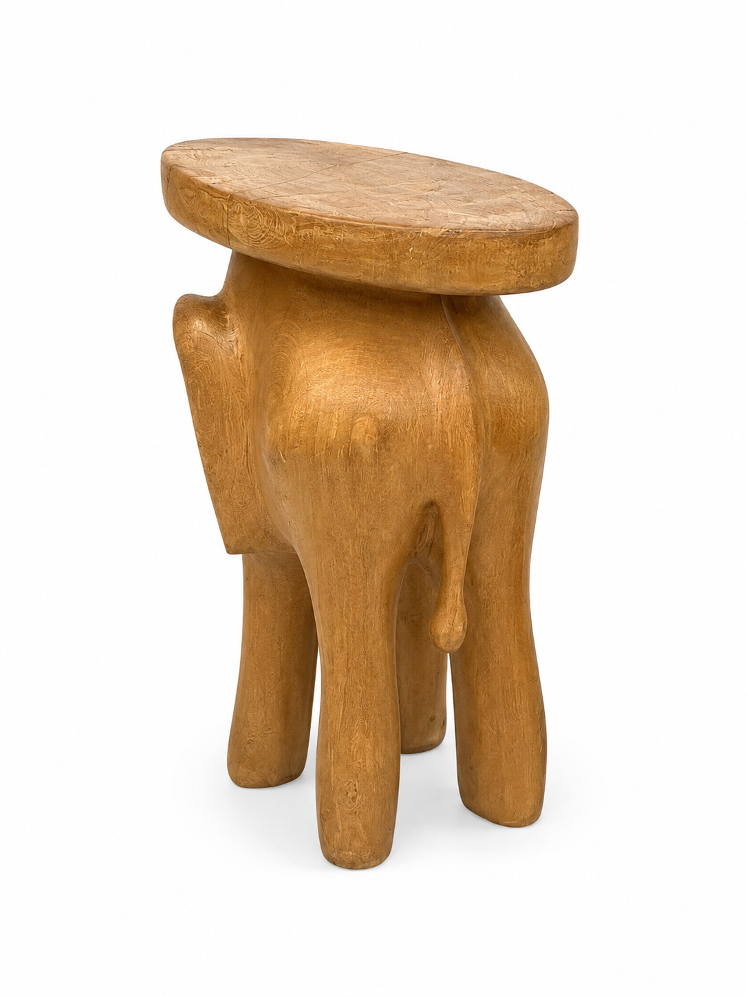 Table d’appoint éléphant sculpté en teck massif