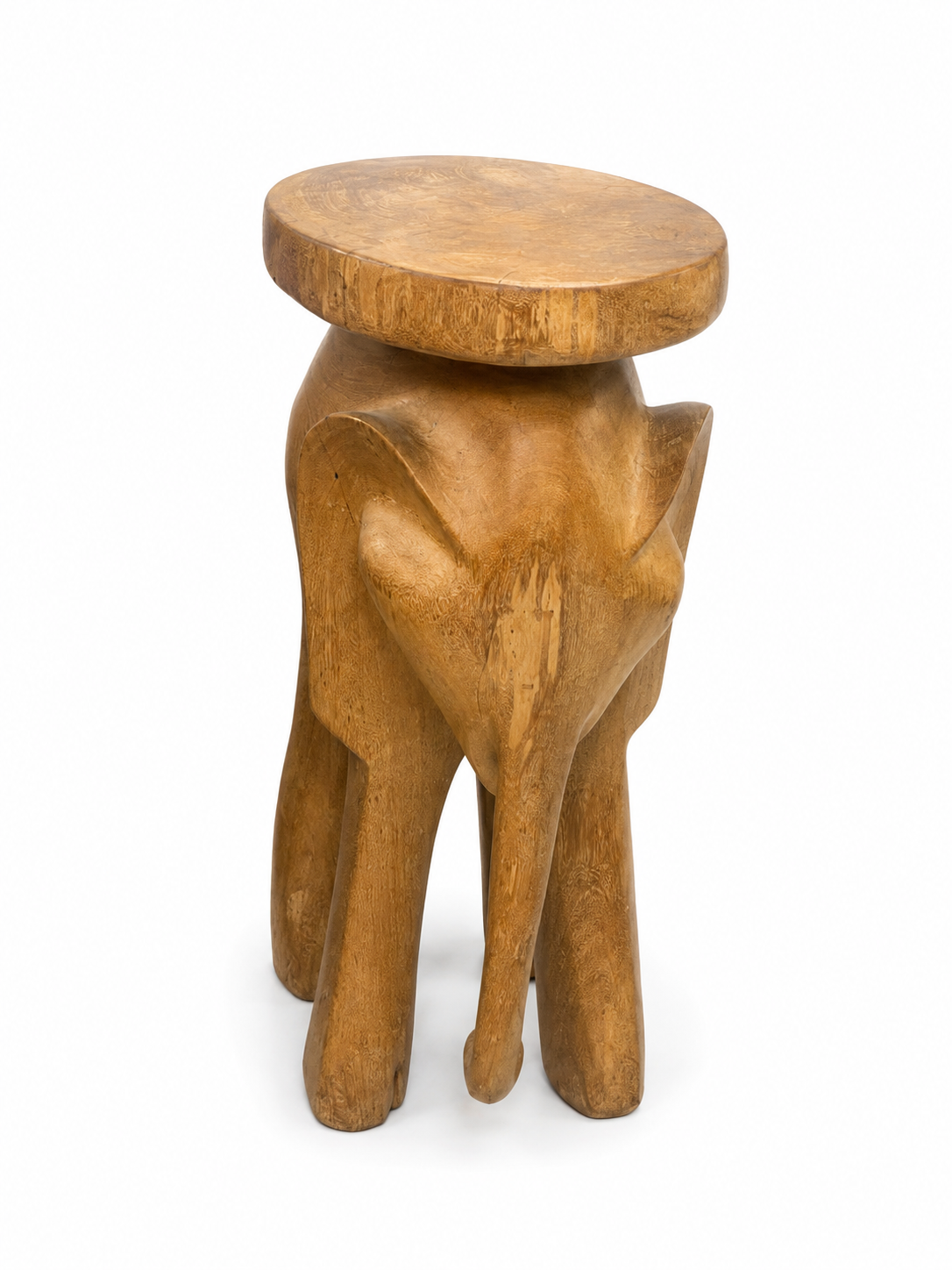 Table d’appoint éléphant sculpté en teck massif