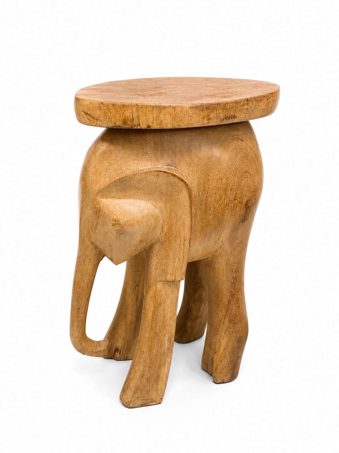 Table d’appoint éléphant sculpté en teck massif
