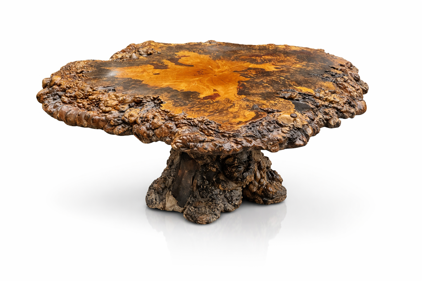 Table d’appoint sculpturale en Buckeye Burl — Pièce unique