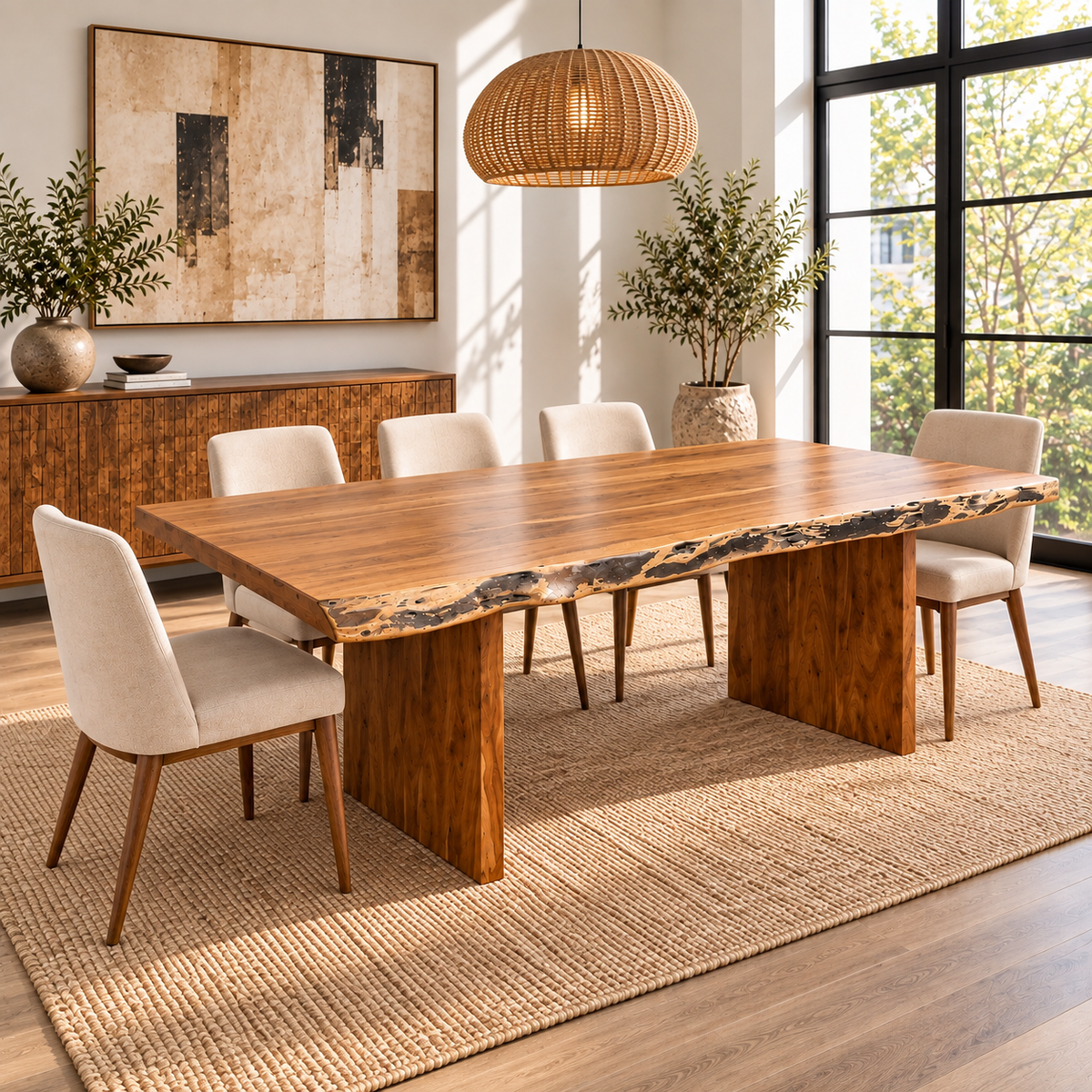 Table à manger en bois de rose massif – 7 pi