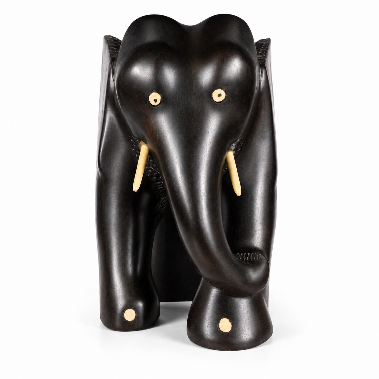 Paire d'appuie-livres éléphants en ébène sculpté