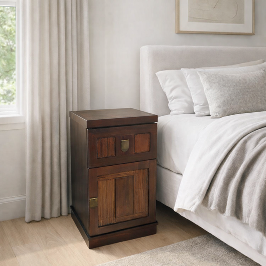 Table de chevet artisanale en teck et bambou — Bali