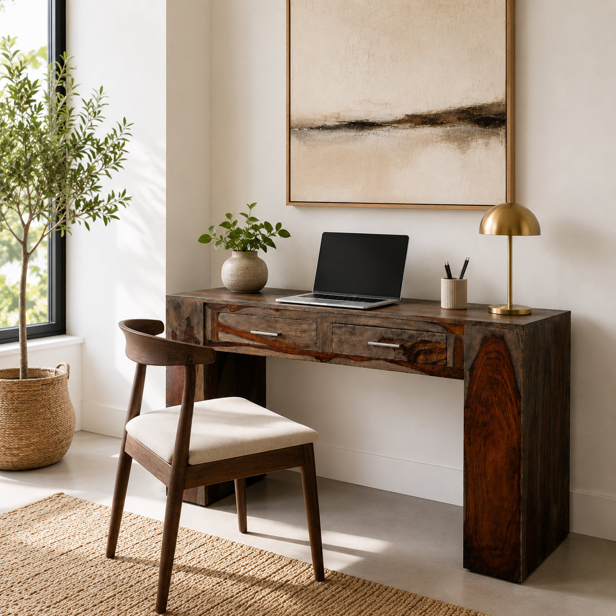 Console/secrétaire en bois de rose massif