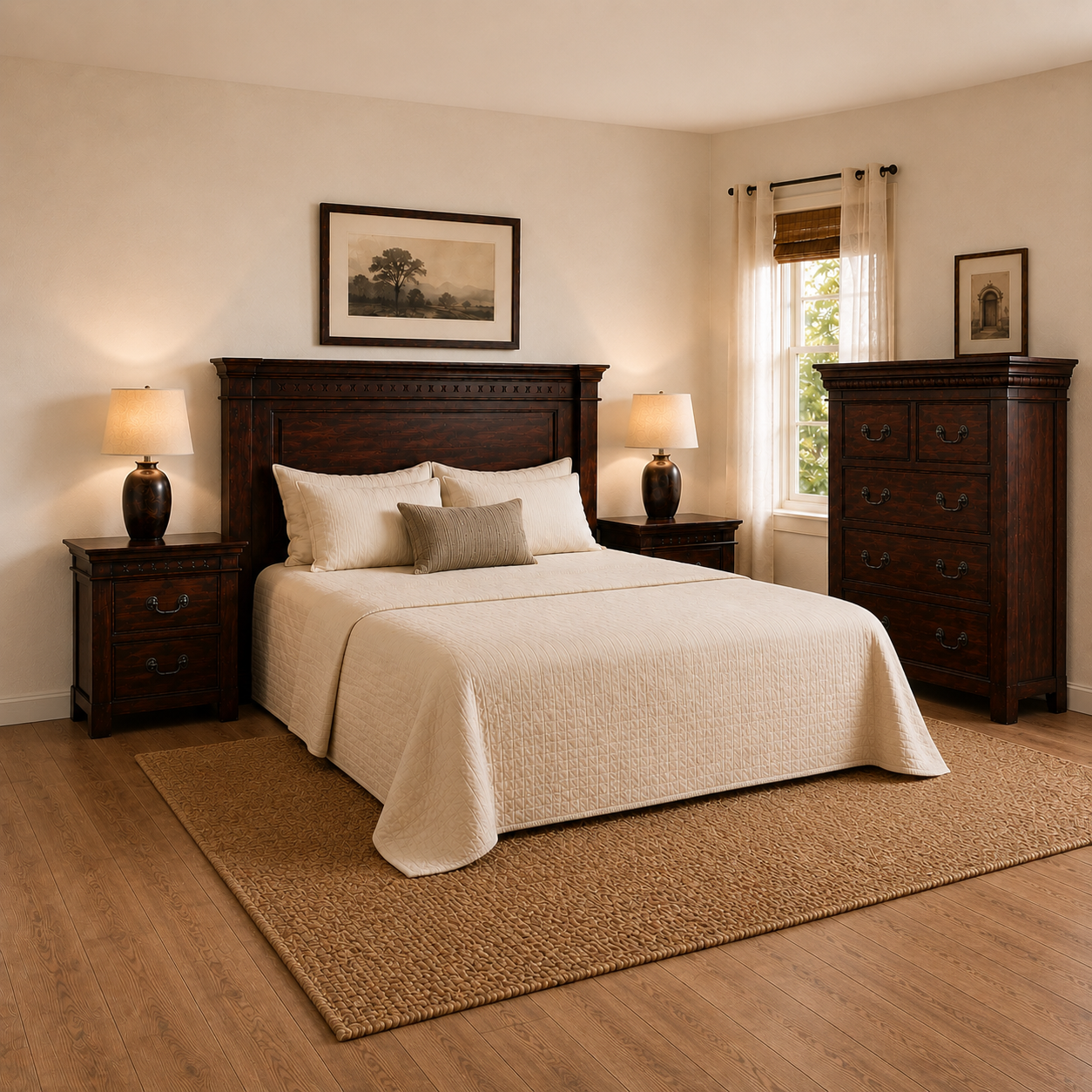 Ensemble de chambre à coucher Queen en bois d’acacia massif