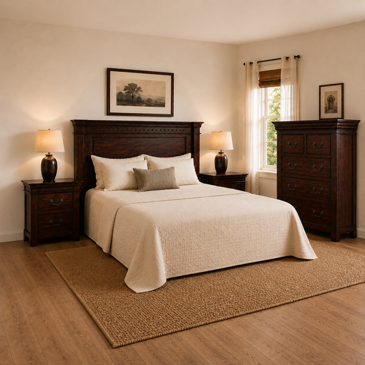 Ensemble de chambre à coucher Queen en bois d’acacia massif