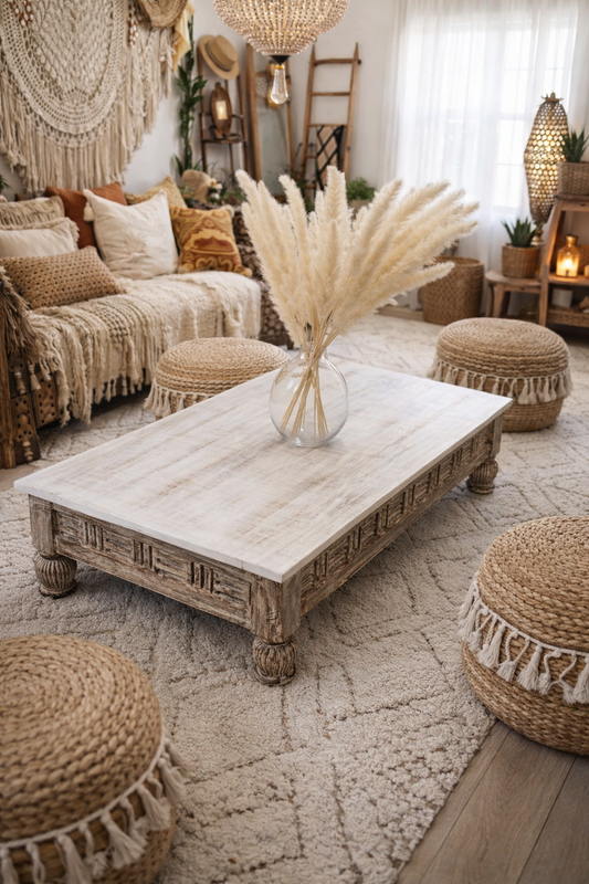Table basse en teck blanchi-Bali