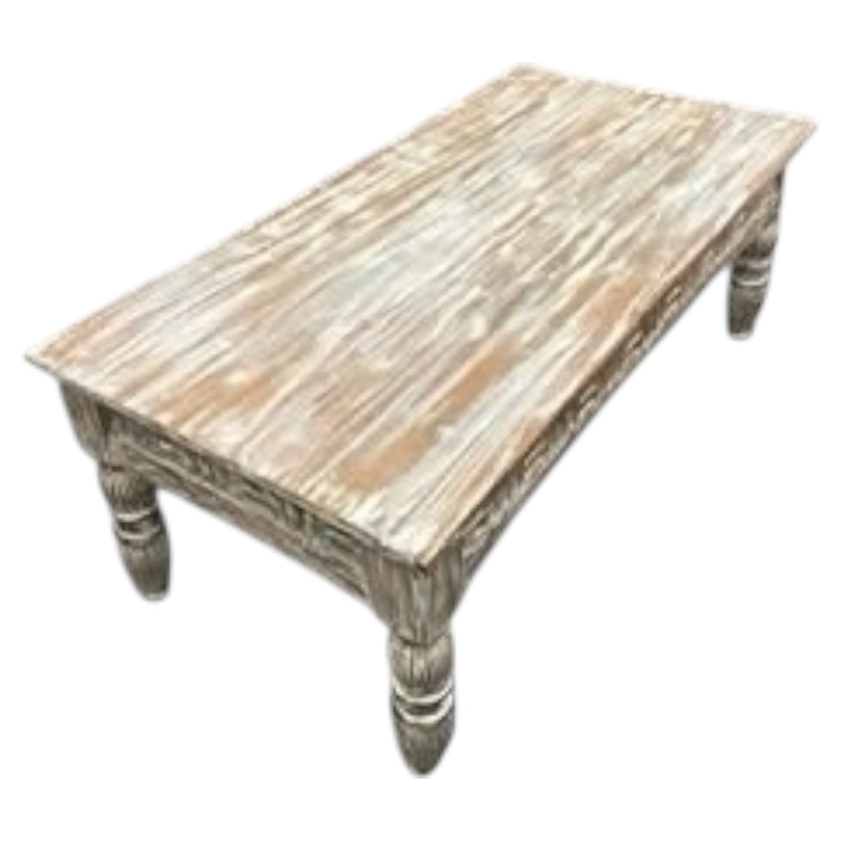 Table de salon teck blanchi