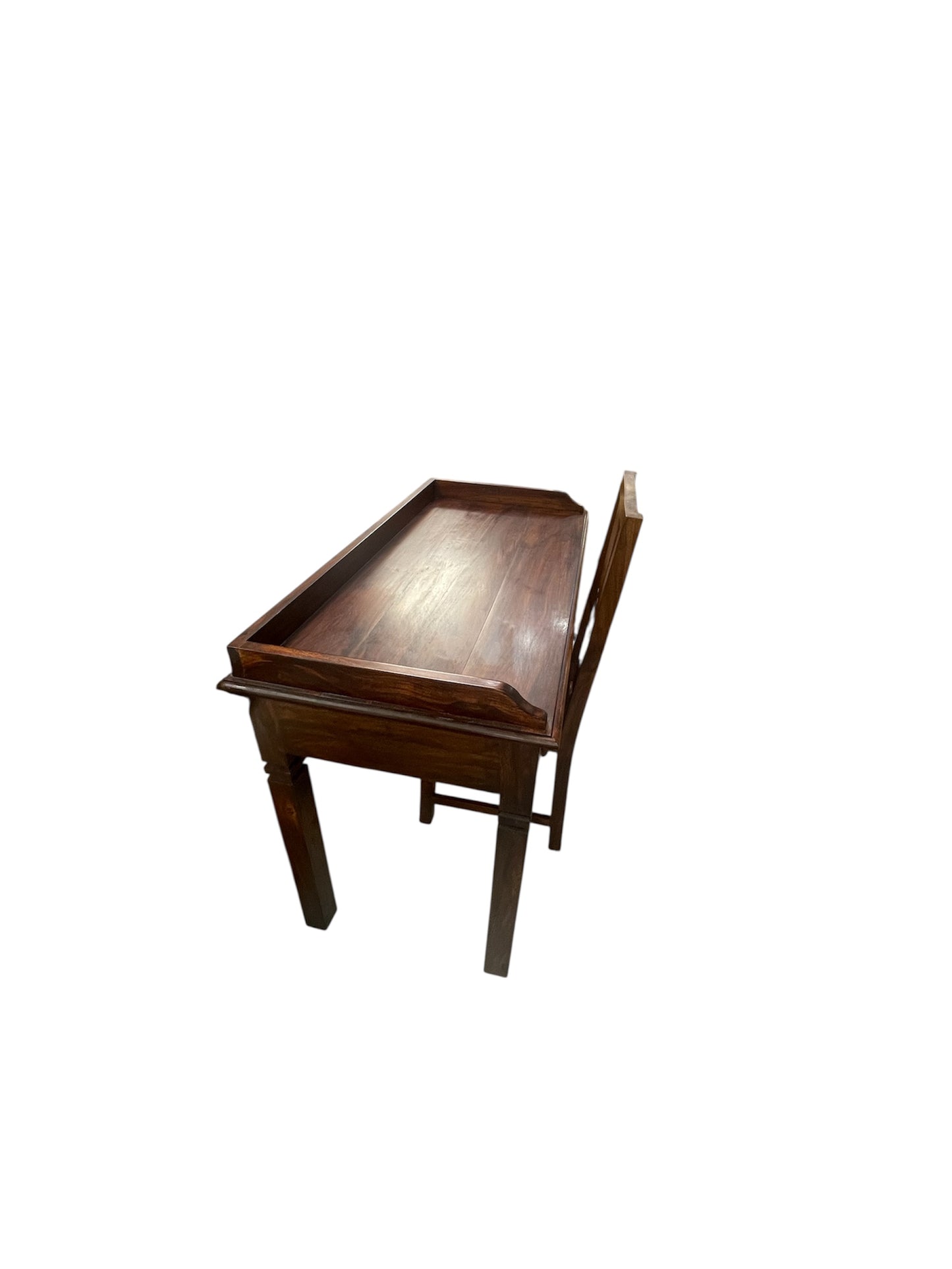 Bureau artisanal en bois d’acacia massif avec chaise— Inde