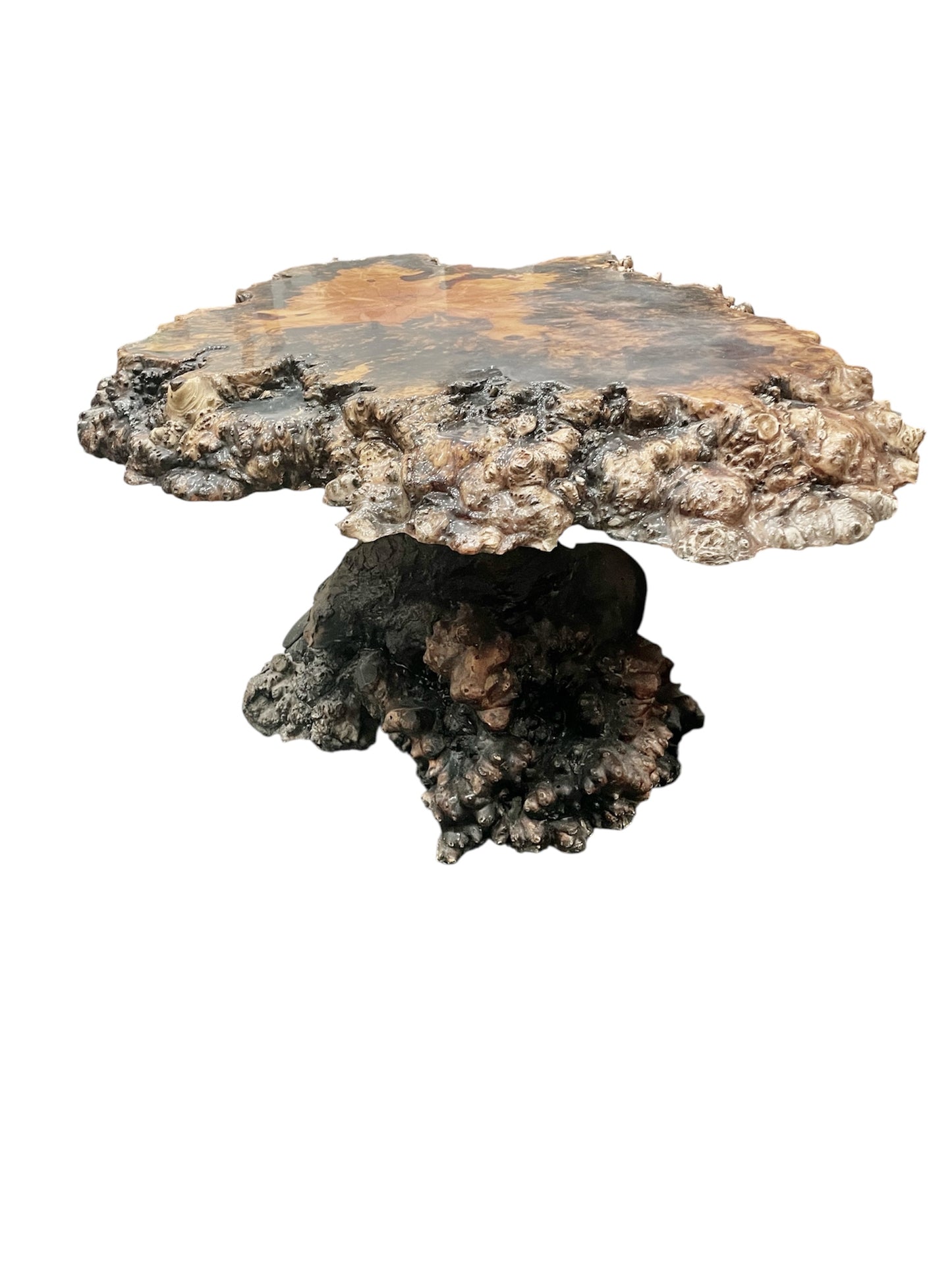 Table d’appoint sculpturale en Buckeye Burl — Pièce unique