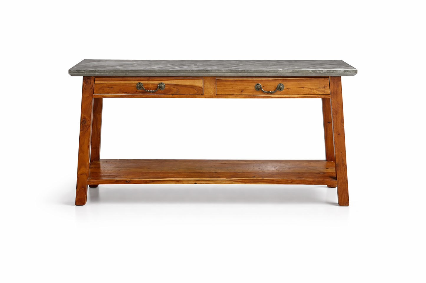 Console en bois de rose massif et tôle galvanisée recyclée
